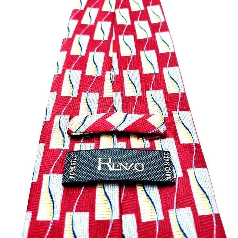 ‎Renzo Polyester Tie Print Red Geometric - Picture 4 of 7